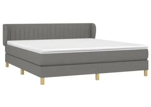 Pat box spring cu saltea, gri închis, 180x200 cm, textil - 3/5