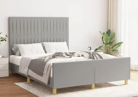 Cadru de pat fără saltea, gri deschis, 140x190 cm, textil - 1/5