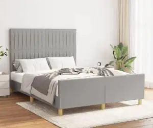 vidaXL Cadru de pat fără saltea, gri deschis, 140x190 cm, textil
