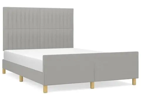 Cadru de pat fără saltea, gri deschis, 140x190 cm, textil - 2/5