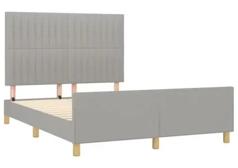 Cadru de pat fără saltea, gri deschis, 140x190 cm, textil - 4/5