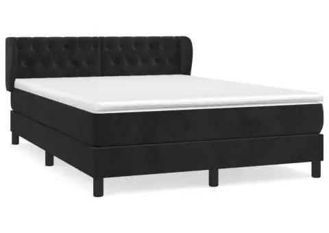 Pat box spring cu saltea, negru, 140x200 cm, catifea - 2/5