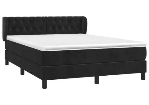 Pat box spring cu saltea, negru, 140x200 cm, catifea - 3/5