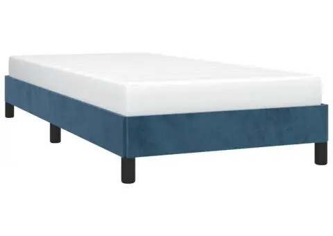 Cadru de pat fără saltea, albastru închis, 90x190 cm, catifea - 4/5