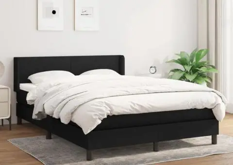 Pat box spring cu saltea, negru, 140x200 cm, textil - 1/5