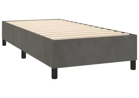 Pat box spring cu saltea, gri închis, 100x200 cm, catifea - 4/5