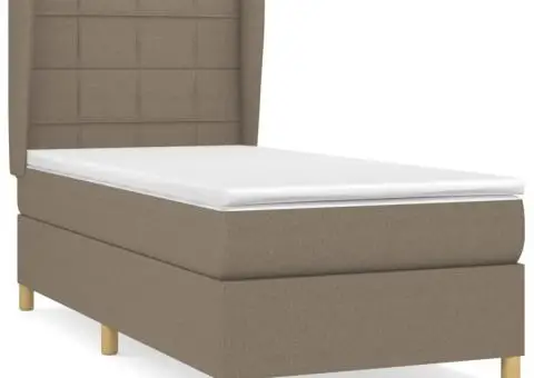 Pat box spring cu saltea, gri taupe, 100x200 cm, textil - 2/5