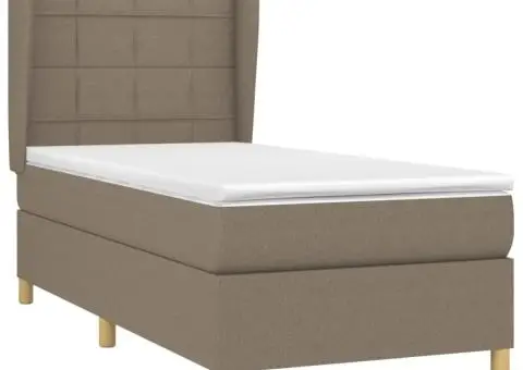 Pat box spring cu saltea, gri taupe, 100x200 cm, textil - 3/5