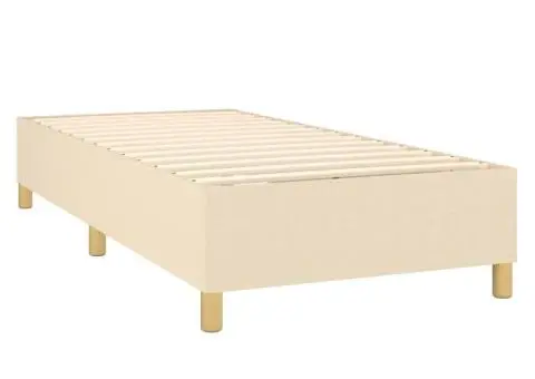 Pat box spring cu saltea, crem, 90x200 cm, textil - 4/5