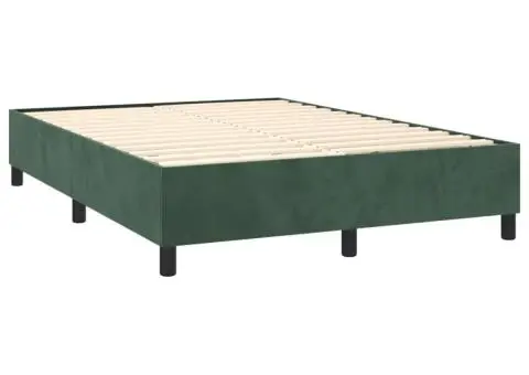 Pat box spring cu saltea, verde închis, 140x200 cm, catifea - 4/5