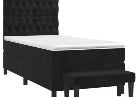 Pat box spring cu saltea, negru, 100x200 cm, catifea - 3/5