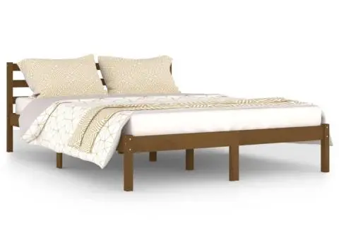 Cadru de pat, maro miere, 140x200 cm, lemn masiv de pin - 2/5