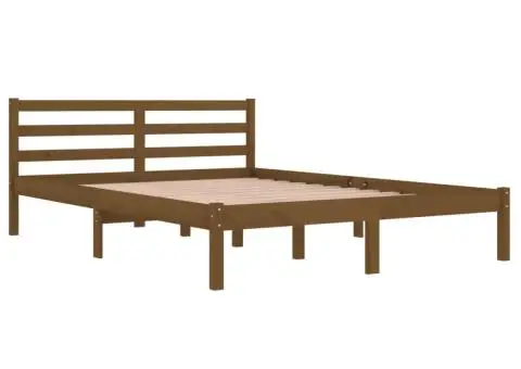 Cadru de pat, maro miere, 140x200 cm, lemn masiv de pin - 3/5