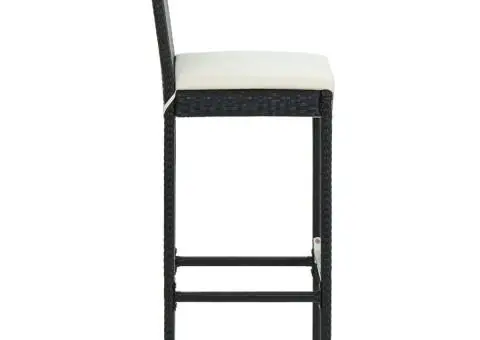 Scaune de bar pentru grădină cu perne, 2 buc., negru, poliratan - 5/5