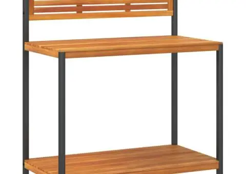 Masa de lucru de grădină 90x50x110 cm lemn masiv acacia și oțel - 2/5