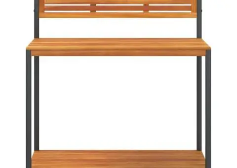 Masa de lucru de grădină 90x50x110 cm lemn masiv acacia și oțel - 4/5