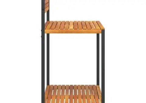 Masa de lucru de grădină 90x50x110 cm lemn masiv acacia și oțel - 5/5