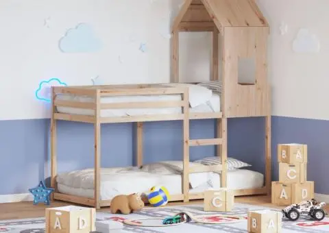 Pat supraetajat fără saltea, 90x200 cm, lemn masiv de pin - 1/5