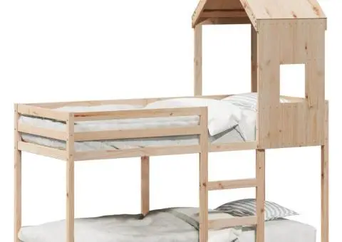 Pat supraetajat fără saltea, 90x200 cm, lemn masiv de pin - 2/5