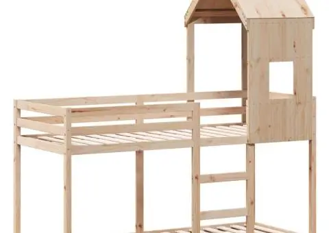 Pat supraetajat fără saltea, 90x200 cm, lemn masiv de pin - 3/5