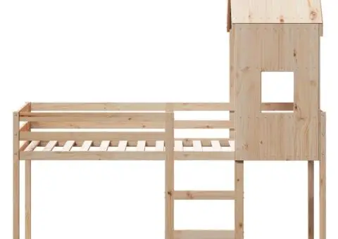 Pat supraetajat fără saltea, 90x200 cm, lemn masiv de pin - 4/5