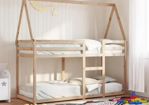 Pat supraetajat fără saltea, 90x190 cm, lemn masiv de pin - 1/5