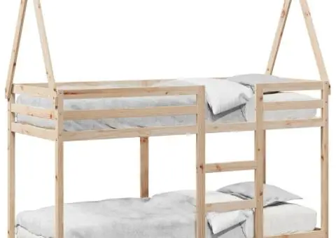 Pat supraetajat fără saltea, 90x190 cm, lemn masiv de pin - 2/5