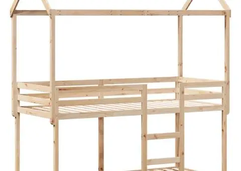 Pat supraetajat fără saltea, 90x200 cm, lemn masiv de pin - 2/5