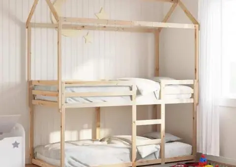 Pat supraetajat fără saltea, 90x200 cm, lemn masiv de pin - 3/5