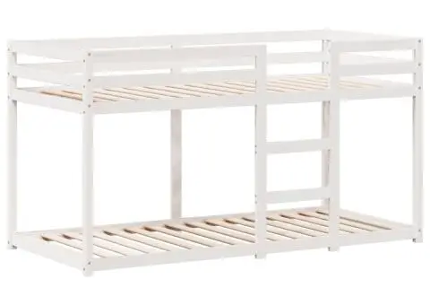 Pat supraetajat cu acoperiș, alb, 90x190 cm, lemn masiv de pin - 5/5