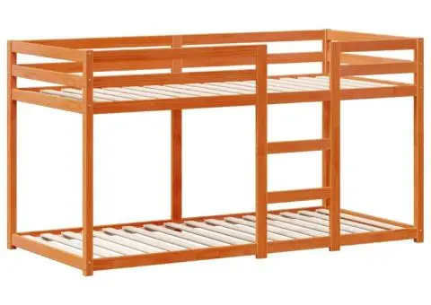 Pat supraetajat cu acoperiș maro ceruit 80x200cm lemn masiv pin - 5/5