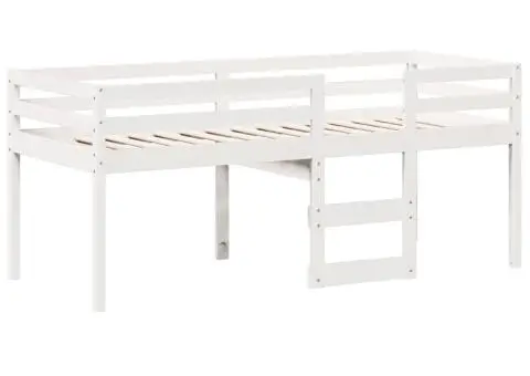 Pat înalt cu acoperiș, alb, 80x200 cm, lemn masiv de pin - 5/5