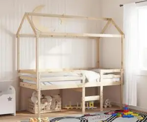 vidaXL Pat înalt cu acoperiș, 80x200 cm, lemn masiv de pin
