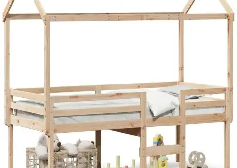 Pat înalt cu acoperiș, 80x200 cm, lemn masiv de pin - 2/5