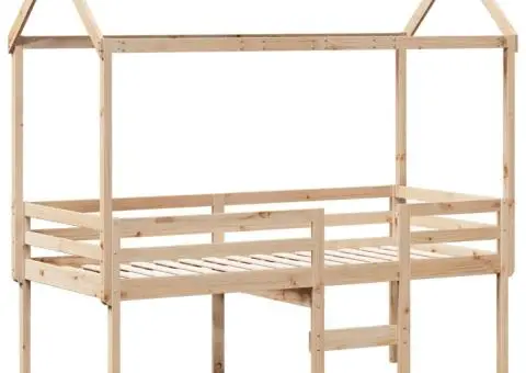 Pat înalt cu acoperiș, 80x200 cm, lemn masiv de pin - 3/5