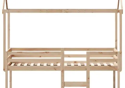 Pat înalt cu acoperiș, 80x200 cm, lemn masiv de pin - 4/5