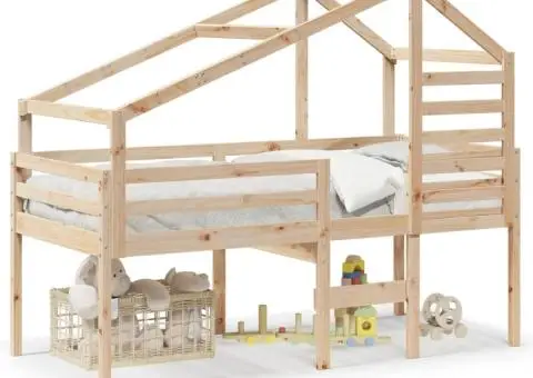 Pat înalt cu acoperiș, 80x200 cm, lemn masiv de pin - 2/5