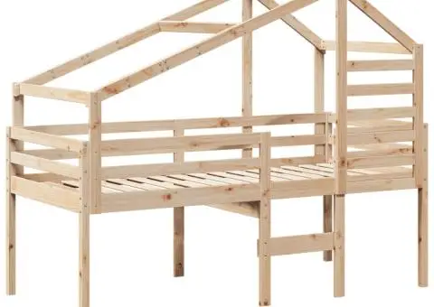 Pat înalt cu acoperiș, 80x200 cm, lemn masiv de pin - 3/5