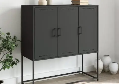 Dulap înalt, negru, 100,5x39x107 cm, oțel - 1/5