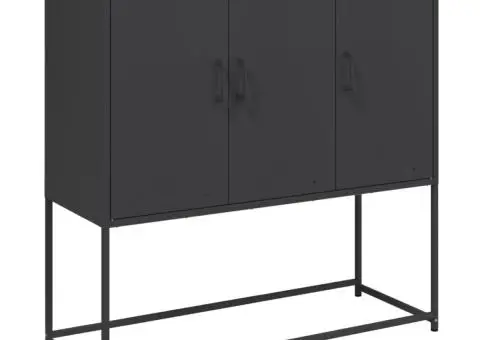 Dulap înalt, negru, 100,5x39x107 cm, oțel - 2/5