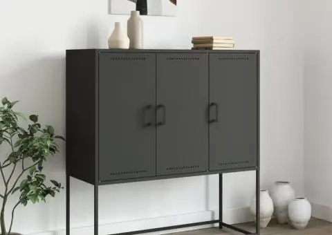 Dulap înalt, negru, 100,5x39x107 cm, oțel - 3/5