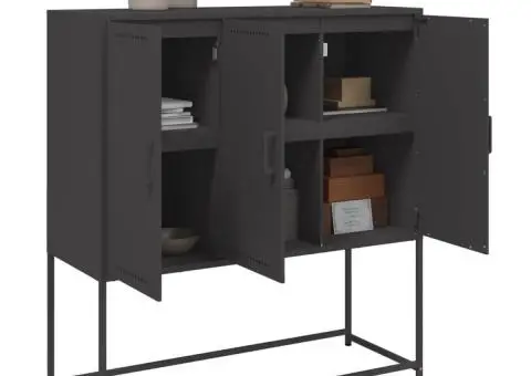 Dulap înalt, negru, 100,5x39x107 cm, oțel - 4/5