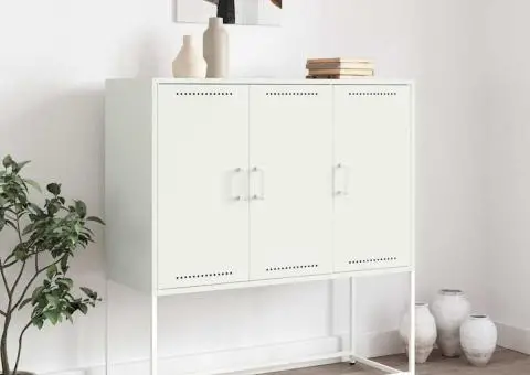 Dulap înalt, alb, 100,5x39x107 cm, oțel - 3/5