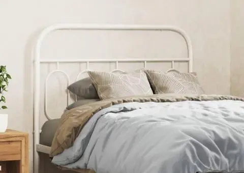 Tăblie de pat metalică, alb, 107 cm - 1/5