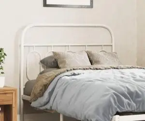 vidaXL Tăblie de pat metalică, alb, 107 cm