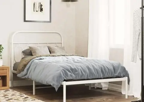 Tăblie de pat metalică, alb, 107 cm - 3/5