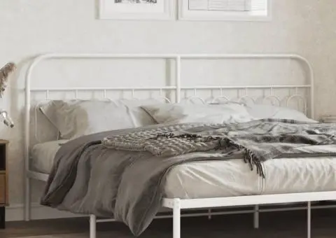 Tăblie de pat metalică, alb, 200 cm - 1/5