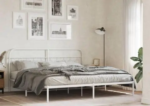 Tăblie de pat metalică, alb, 200 cm - 3/5