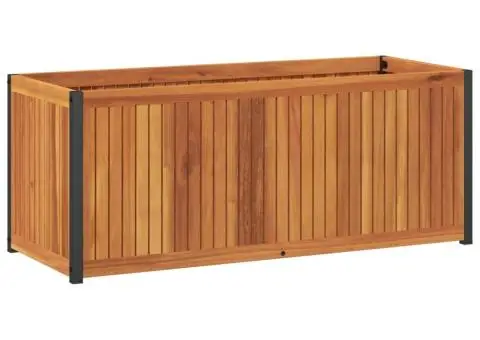 Jardinieră de grădină, 110x45x44 cm, lemn masiv acacia/oțel - 2/5