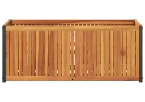 Jardinieră de grădină, 110x45x44 cm, lemn masiv acacia/oțel - 4/5